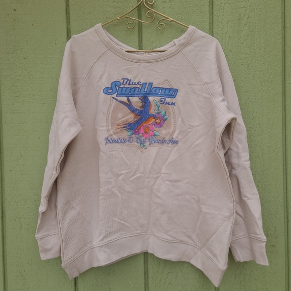 Spell Sample Sloppy Joe New w/ tag Sweater Blue Swallow Inn S Designs cream OOAK - Picture 2 of 10